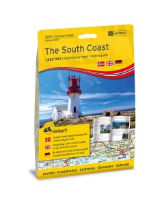Forside av The South Coast 1:250 000 m/hefte kart